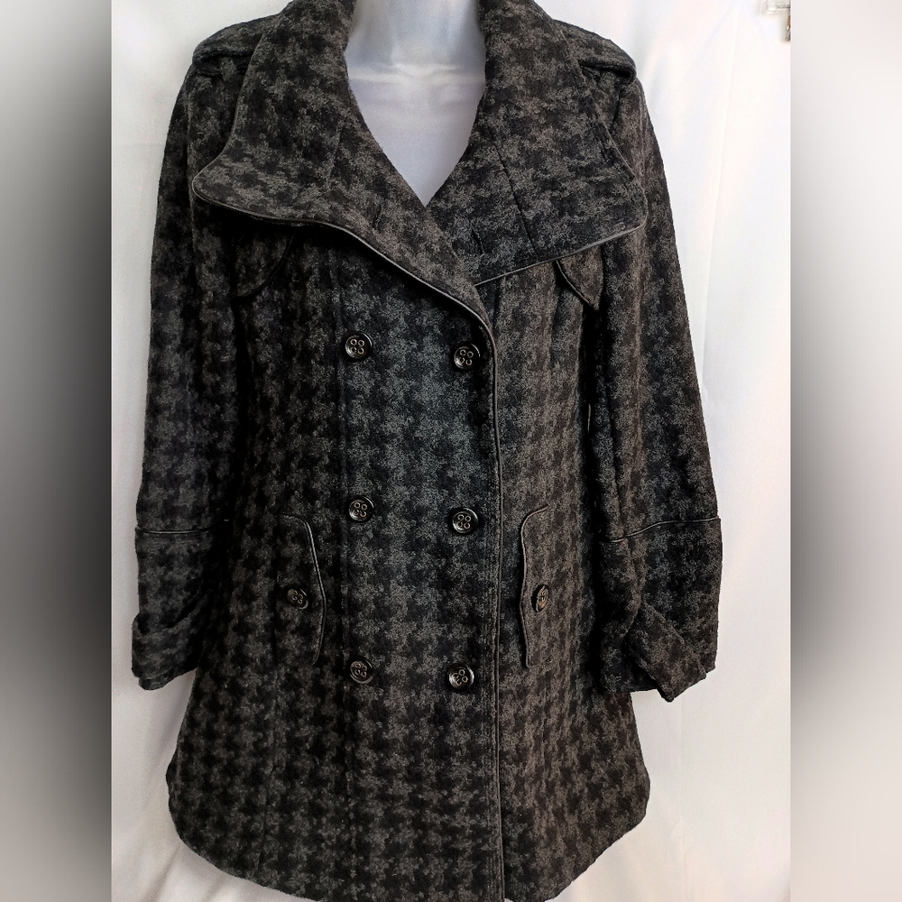 Worthington Wool Winter Coatigan Houndstooth Office‎ Siren S Long Trench Coat